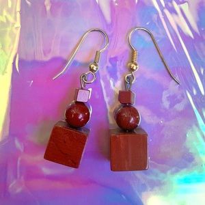 Square coral earrings